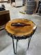 Tree Slab & Epoxy Side Table w/ Wine Bottle